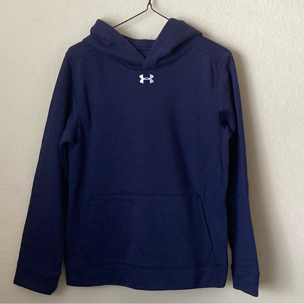 Under Armour Youth Navy Blue Hoodie with White Logo